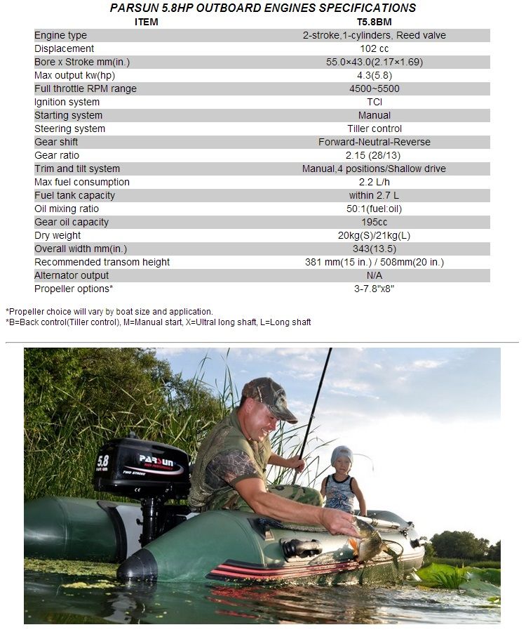 5HP PARSUN outboard motor compatible for Tohatsu