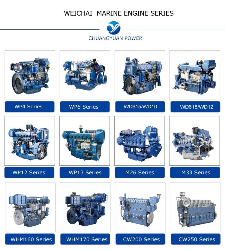 6 Cylinder Ship Diesel Engine Weichai Wp12 Marine Engine