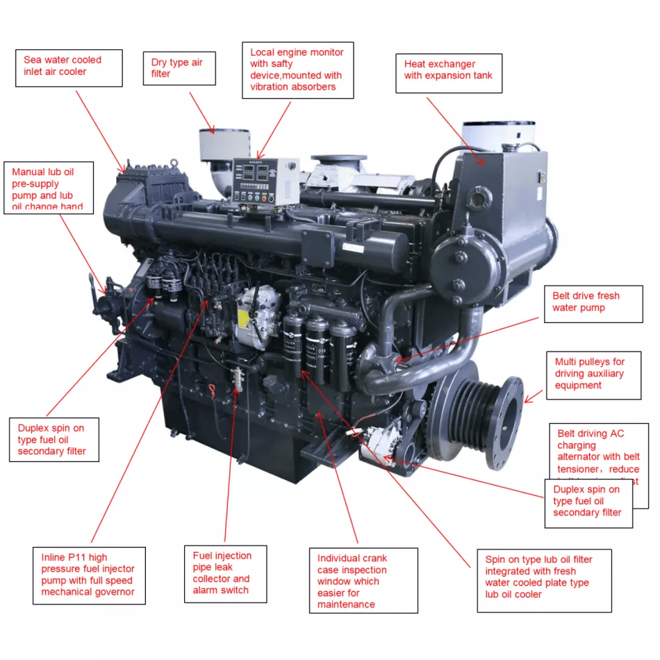 800HP Start Inboard Marine Commercial Electric Engine Boat Diesel