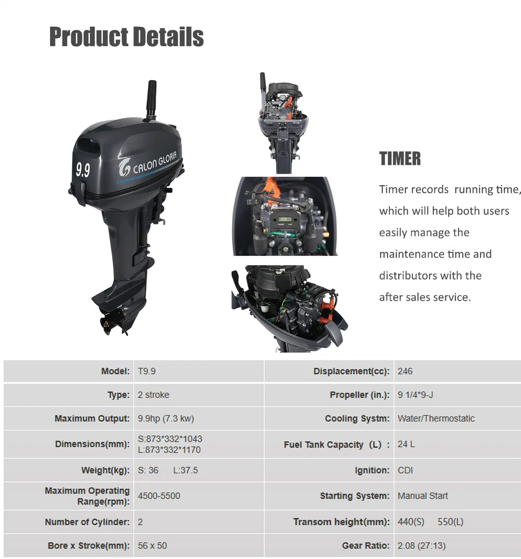 Calon Gloria 2 Stroke Outboard Motor 9.9HP Gasoline Boat Engines