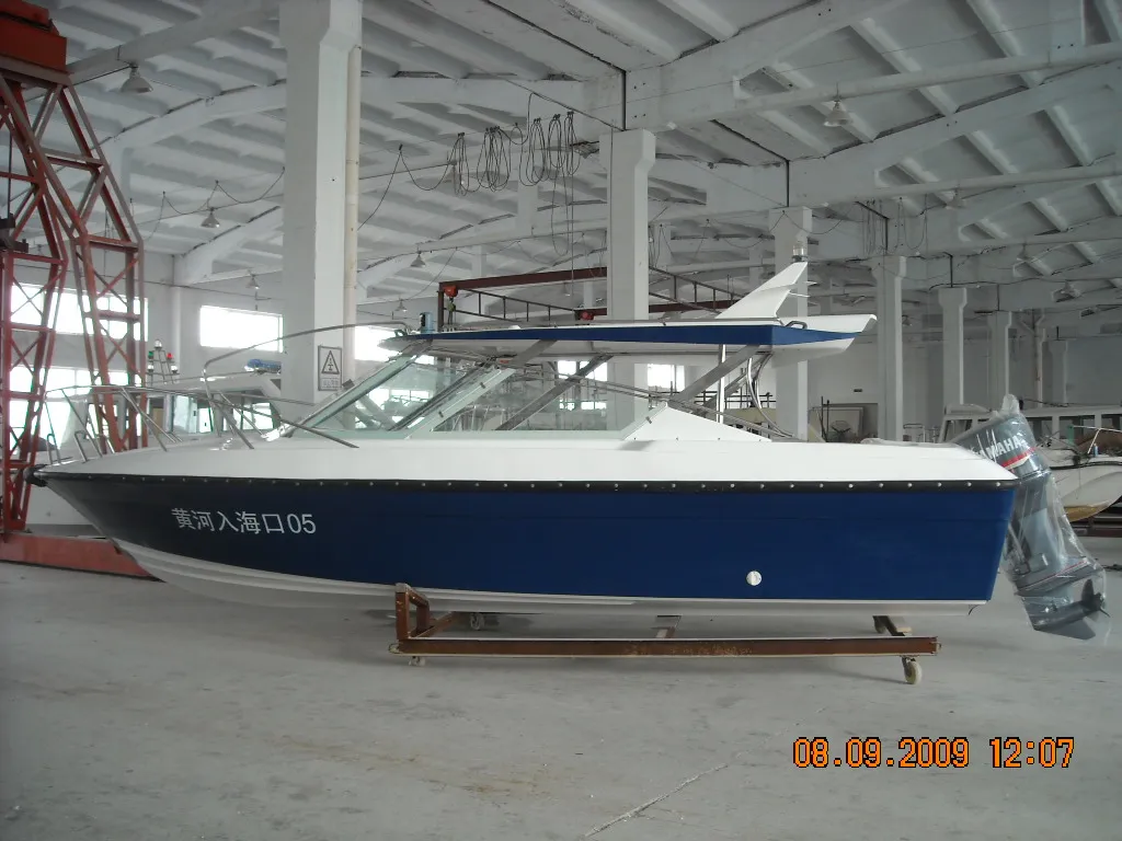 China 7.6m 12persons Fiberglass Fibreglass High Speed Motor Cabin Boat