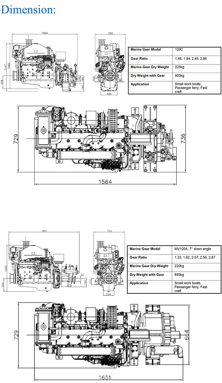 Chinese Displacement Shanghai Boat Ship Inboard Marine Diesel Engine