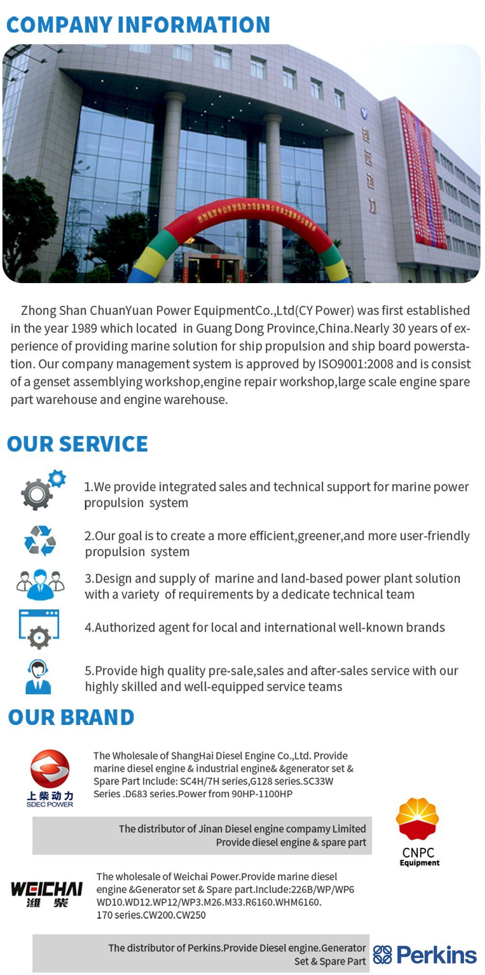 Genuine Sdec 735 HP 540kw/1350rpm China Ship Boat Marine Manufacturer Set Purpose Project Diesel Engine with Gearbox