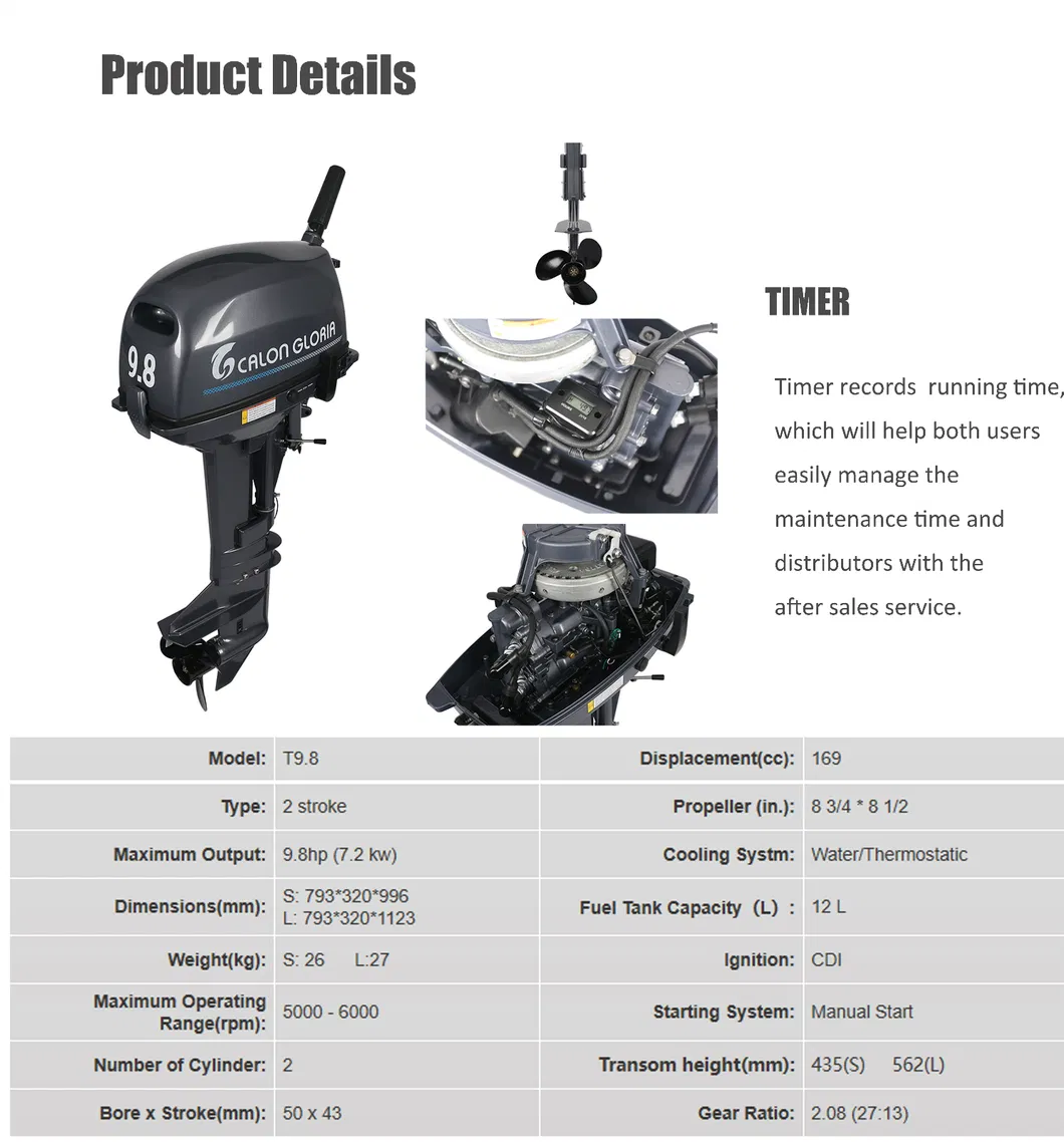 Golden Supplier 2 Stroke 9.8HP Outboard Machine Boat Engine Based on Japan Brand