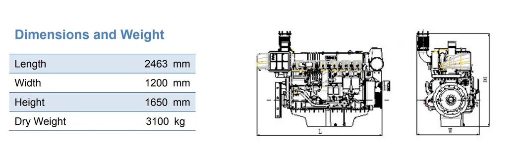 Inboard Motor 540HP 1200rpm Diesel China Marine Engine Use for Cargo Boat