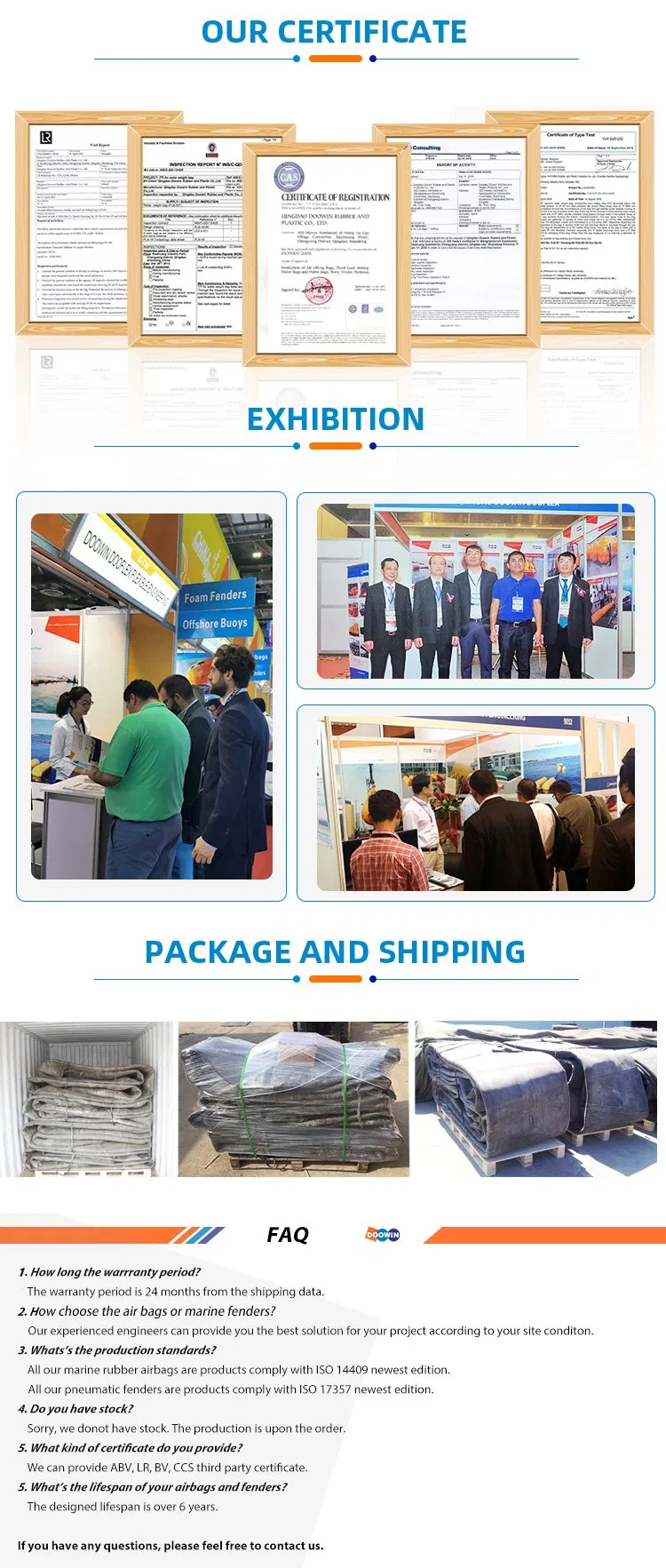 Marine Lifting Boat and Dock Pneumatic Inflatable Ship Launching Rubber Airbag