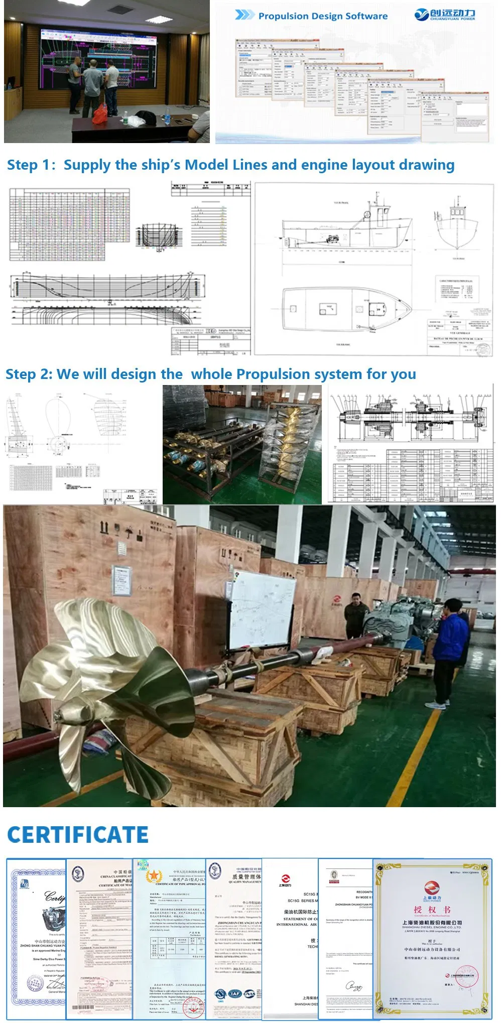 Original New Sdec 6 Cylinder 500kw 680HP Chinese High Speed Motor Large Marine Diesel Engine Set with Gearbox