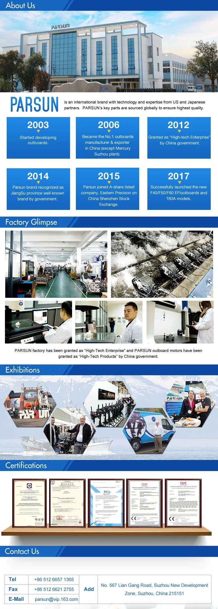 PARSUN 15HP marine engine compatible for Yamaha E15D