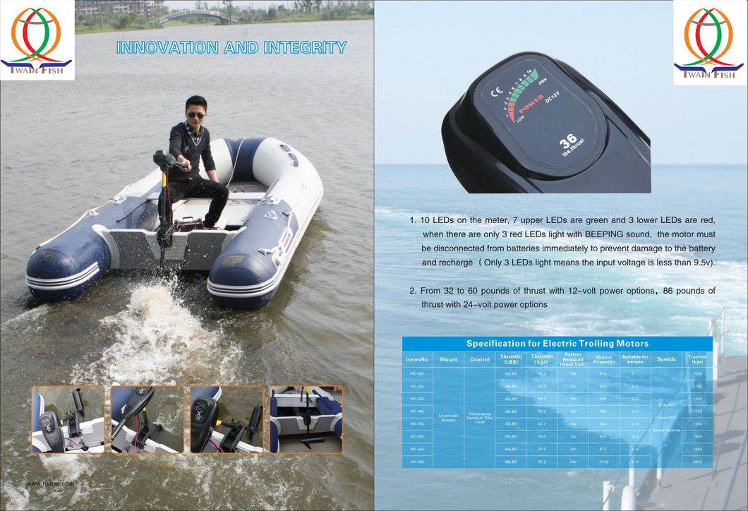 Thrust 36lbs Electric Trolling Motor for Inflatable Boat for Fising Boat Black Color 12V