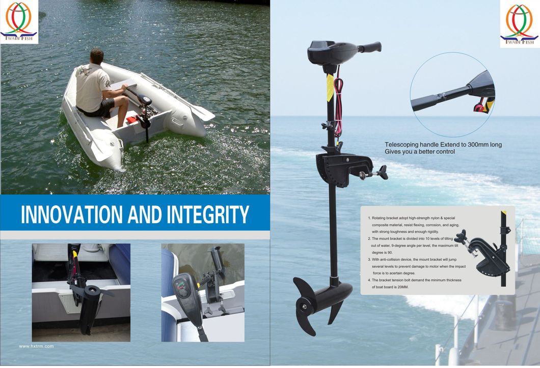 Thrust 36lbs Electric Trolling Motor for Inflatable Boat for Fising Boat White Color 12V